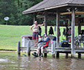 Jim ready to hit the water ski jump